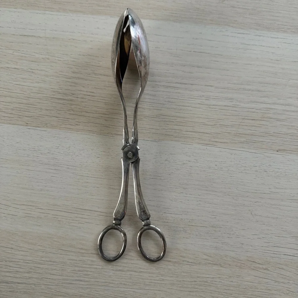 Vintage EPNS Silver Plated Scissor Action Spoon Tongs Made in England